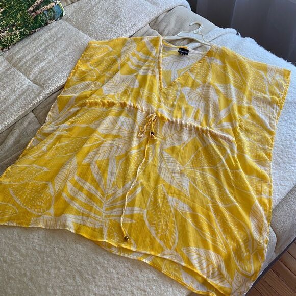 Yellow Floral Swim Coverup - Picture 3 of 7